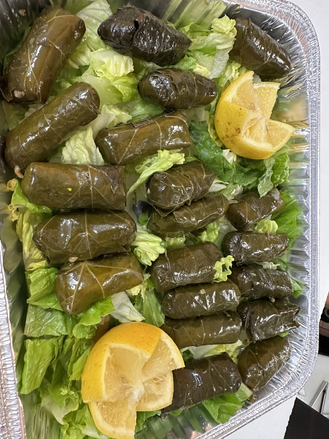 Dolmades catering tray prepared by The Greek in Mooresville